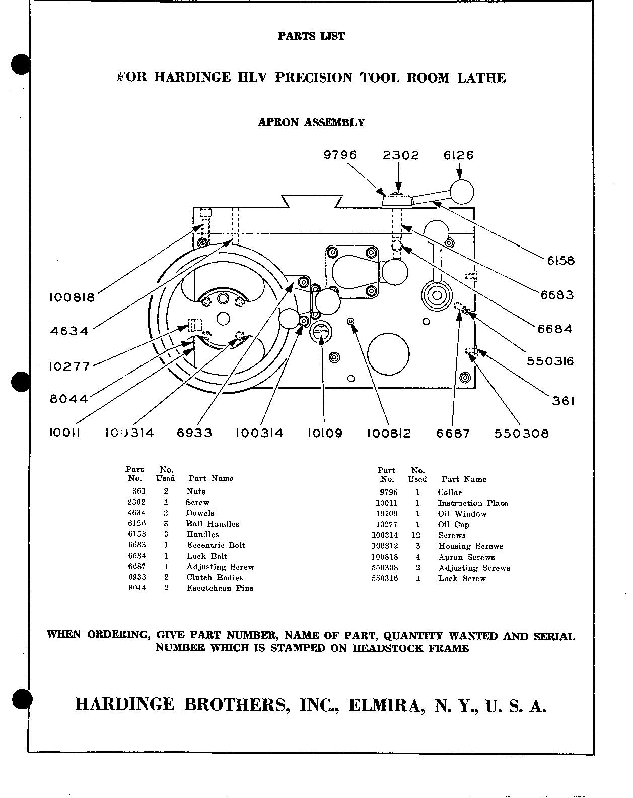 Hardinge Hlv Parts List